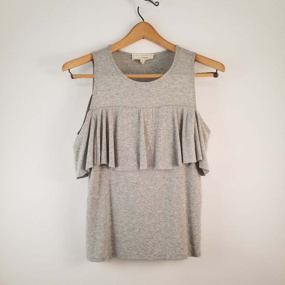 💋 No Comment top gray cold shoulder